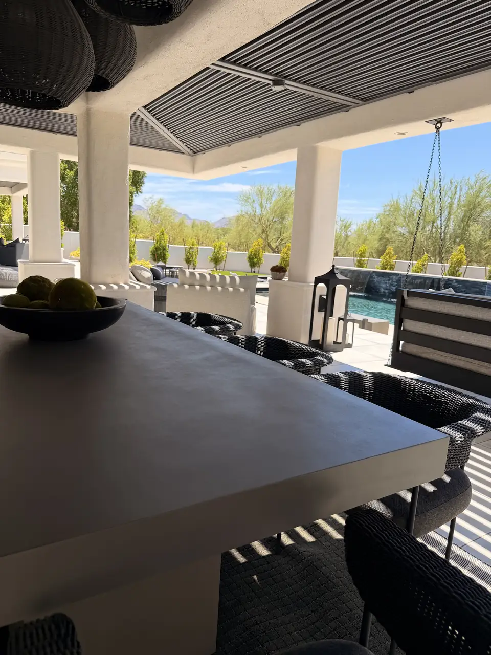 Covered outdoor dining area